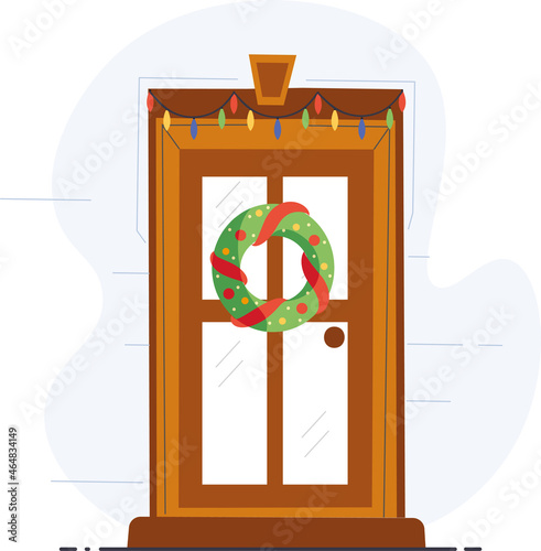 Christmas door merry christmas happy new year holiday celebration concept greeting