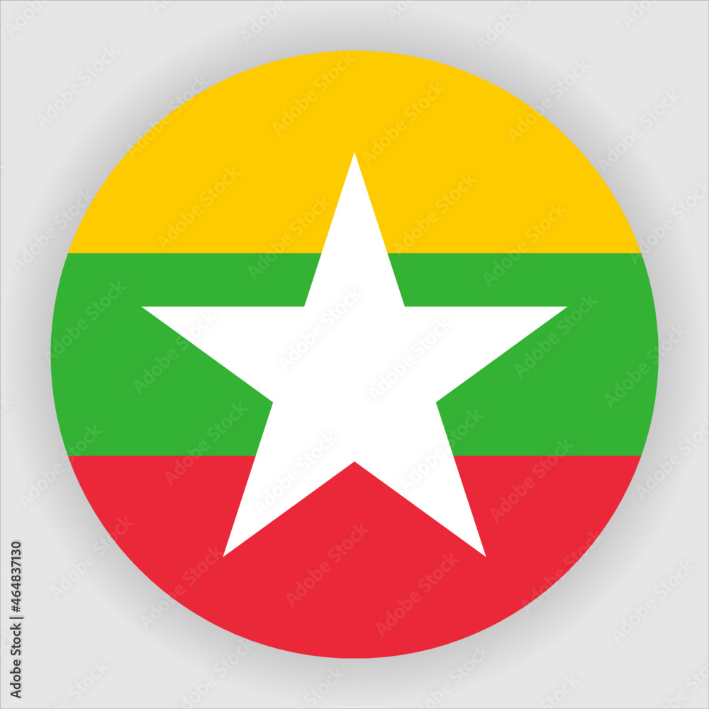 Myanmar Flat Rounded Country Flag button Icon