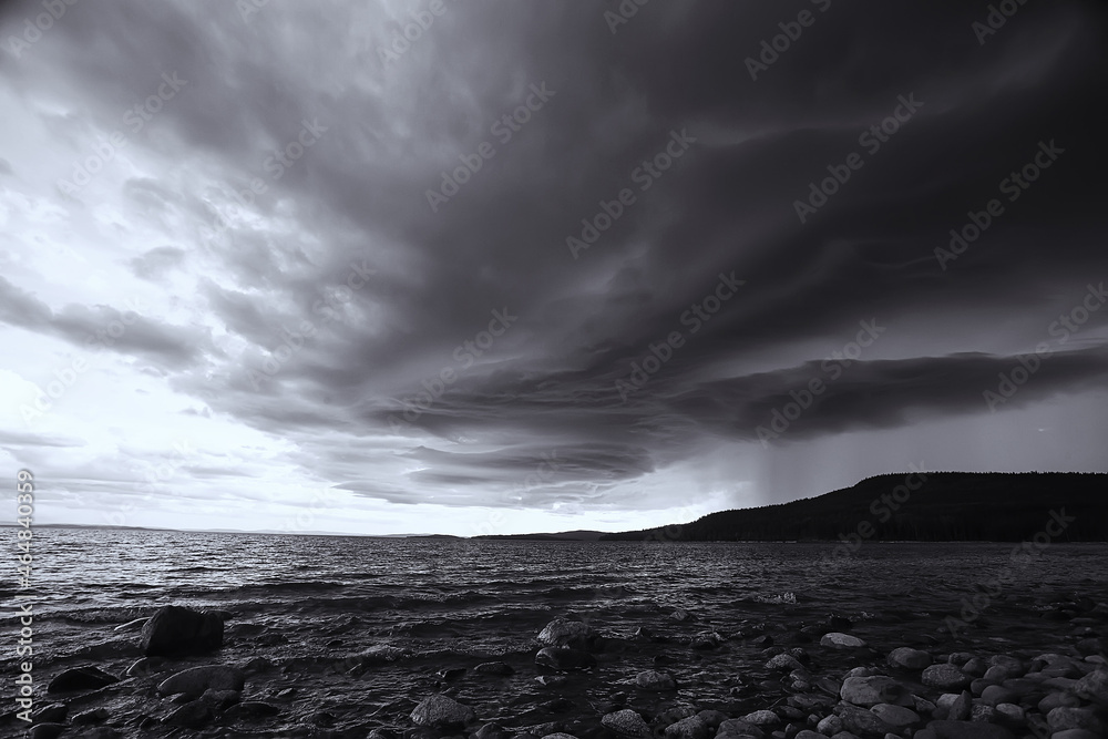 gloomy black and white landscape sky clouds