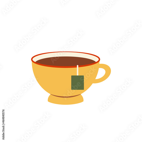 Tea cup illustration. Vector illustration for stickers, stationery, decoration.