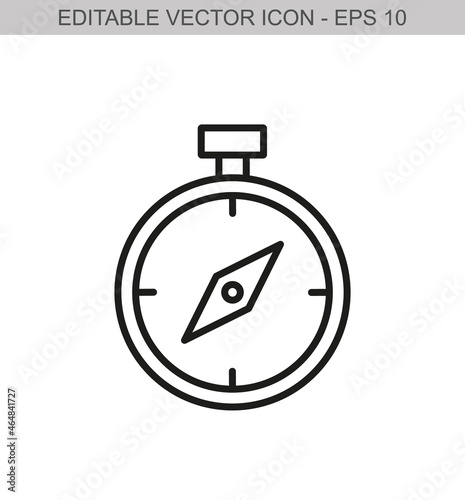 Compass sign. Editable stroke line icon. Vector illustration