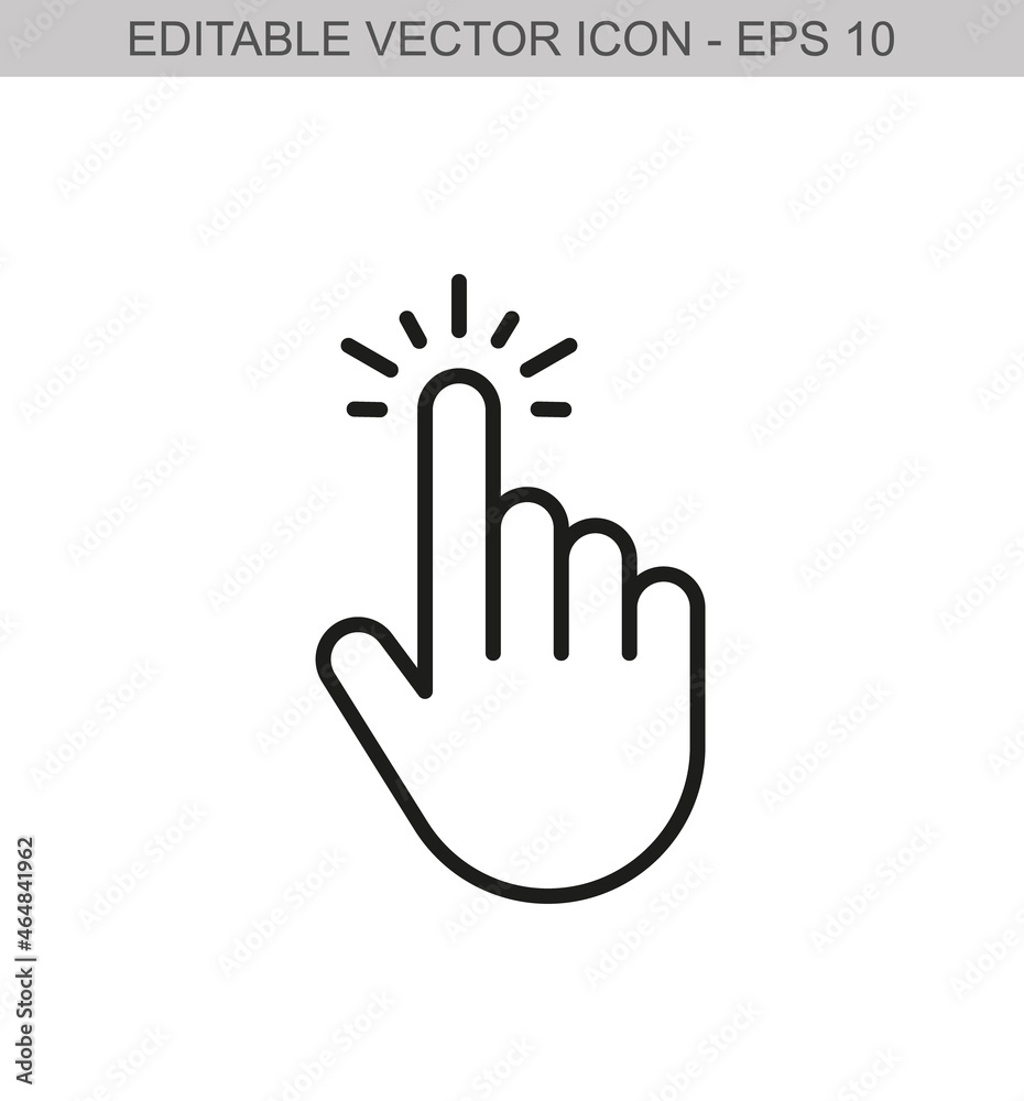 Hand click sign. Editable stroke line icon. Vector illustration Hand click sign. Editable stroke line icon. Vector illustration