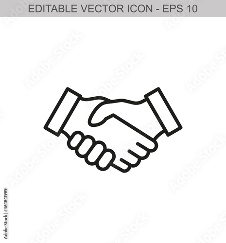 Handshake sign. Editable stroke line icon. Vector illustration