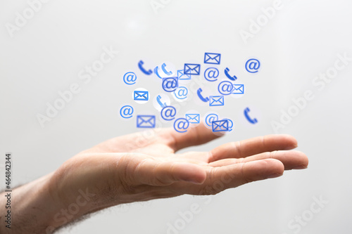 3D rendering flying email icon and web flying