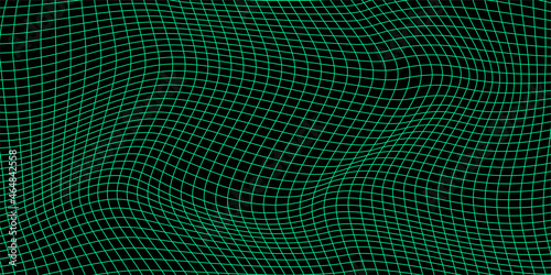 Abstract wavy 3d mesh on a green background. Geometric dynamic wave. 3D technology wireframe. Vector illustration.
