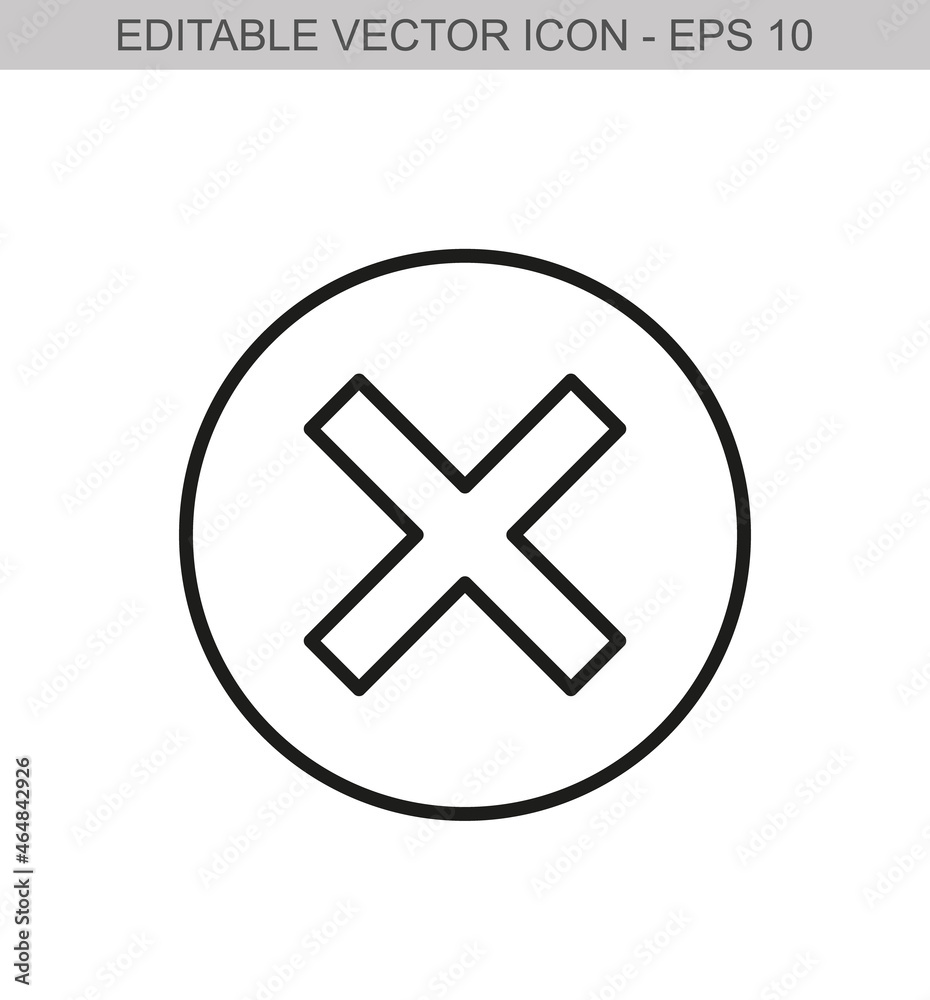 Wrong mark sign. Editable stroke line icon. Vector illustration Wrong mark sign. Editable stroke line icon. Vector illustration