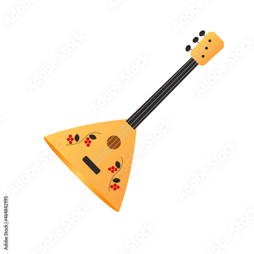 The Russian national musical instrument is a three-stringed balalaika. Stock vector graphics.