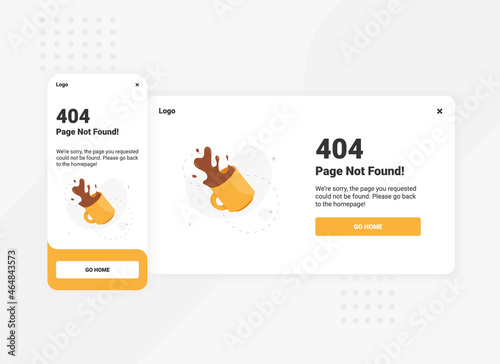 Page 404 error for mobile and desktop ui template