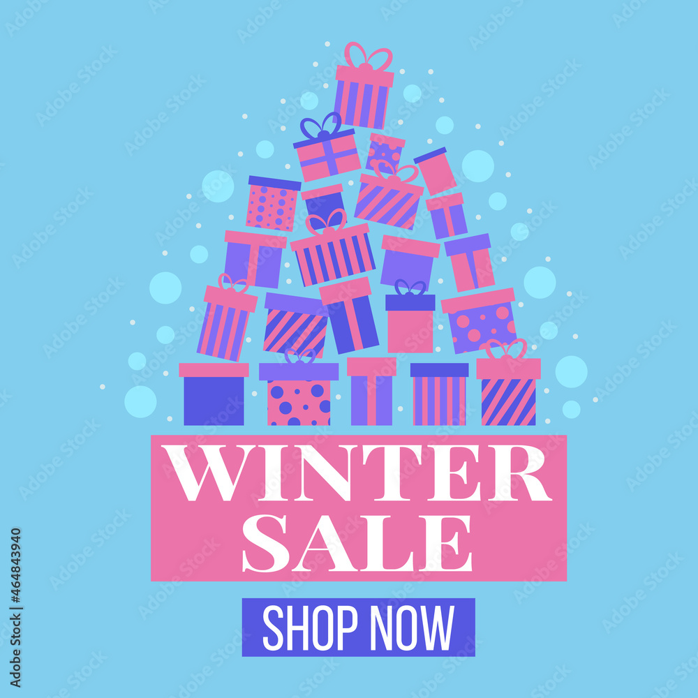 Winter Sale Baner Presents Holiday Marketing illustration 01