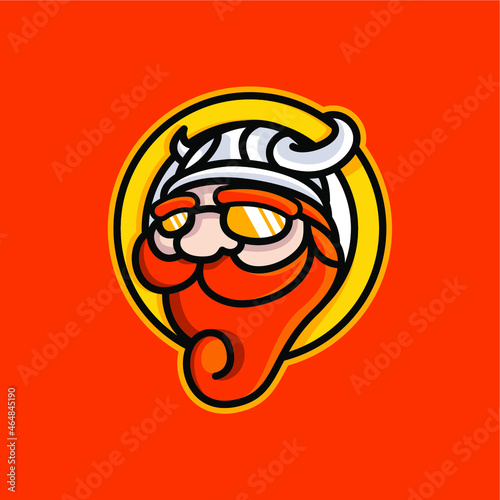Playful, Colorful, Cartoon Cool And Funny Viking Sticker, Poster, T-shirt, Branding Design Vector Mascot Character Illustration