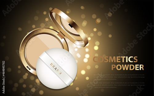 Luxury Make-up powder ads, gold package background illustration vector design