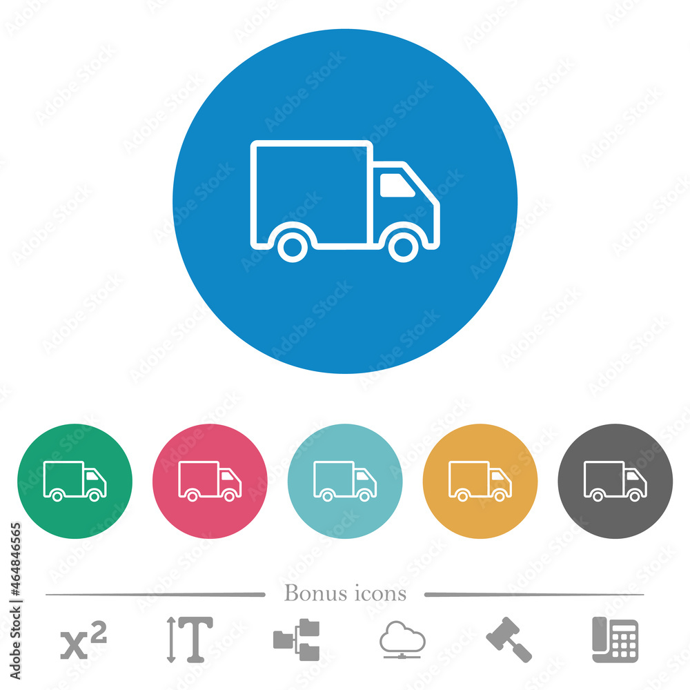 Delivery truck side view outline flat round icons Delivery truck side view outline flat round icons