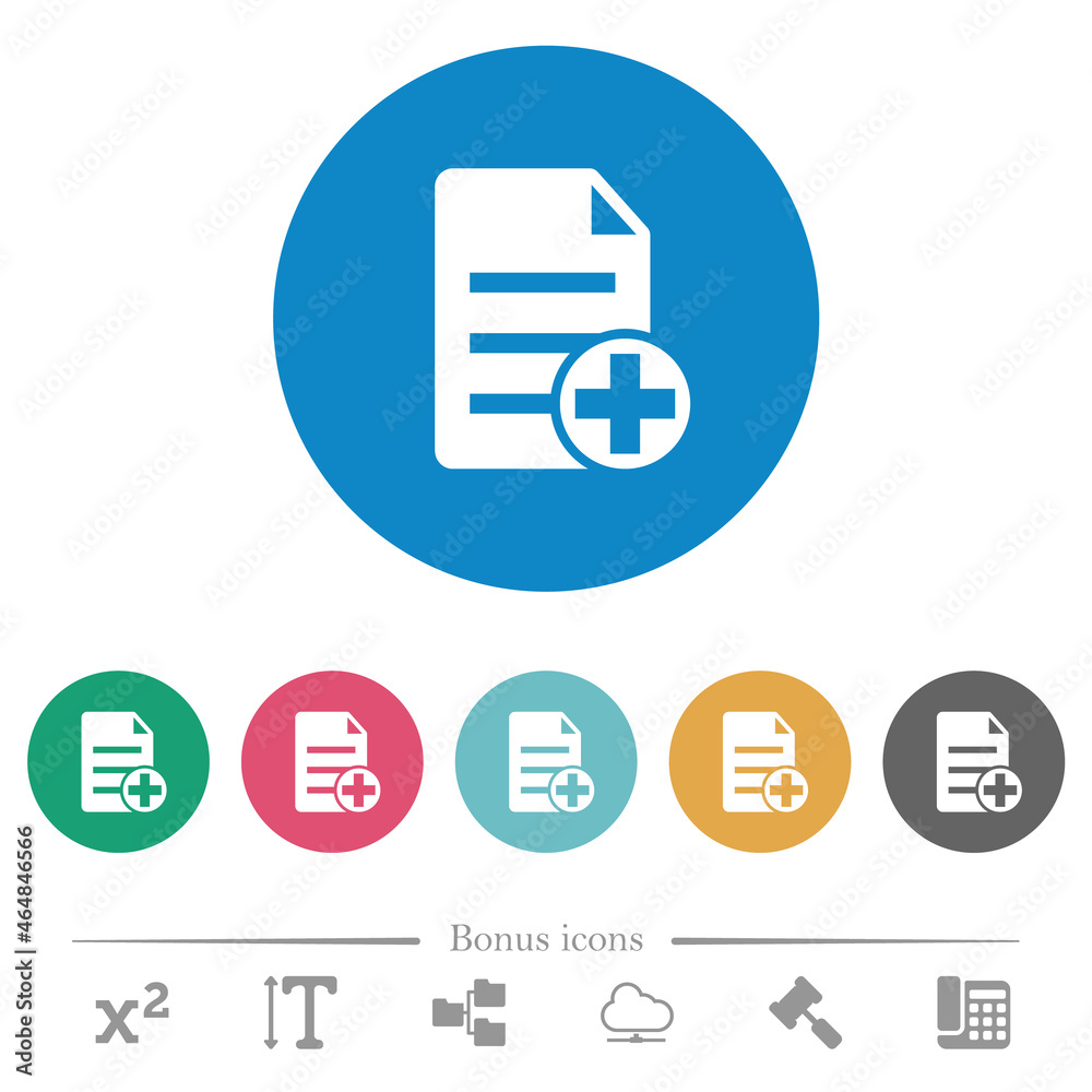 Add new document flat round icons Add new document flat round icons