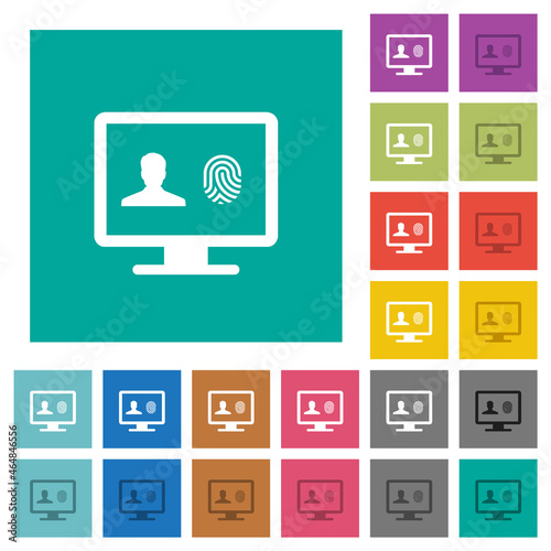 Criminal background check square flat multi colored icons