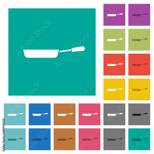 Frying pan side view square flat multi colored icons