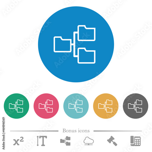 Shared folders outline flat round icons