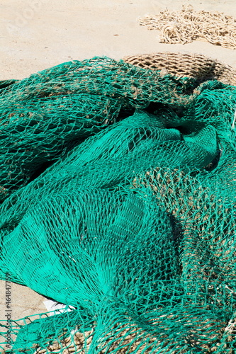Colorful fishing nets ready to be shipped and used at sea