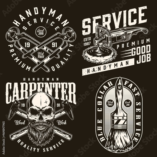 Blue collar worker vintage labels