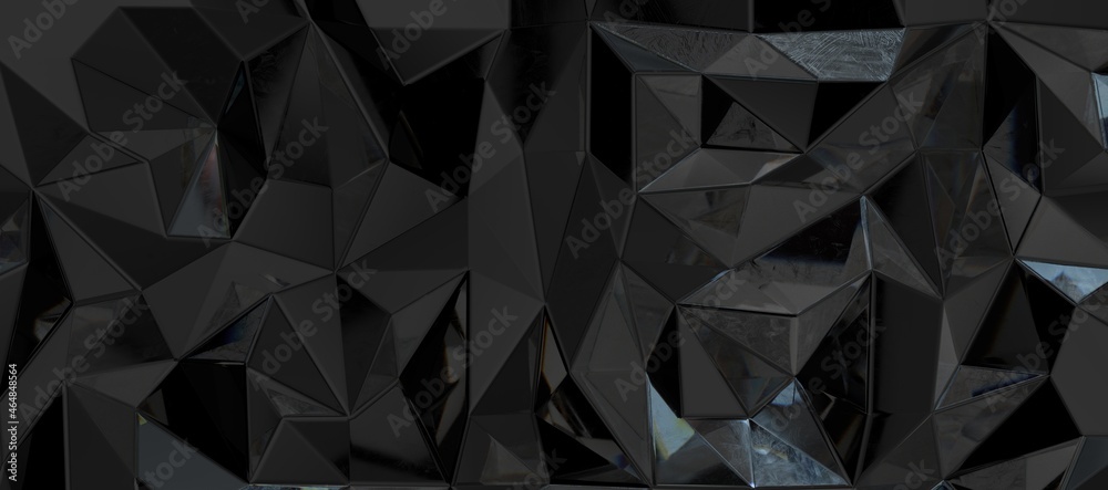 Black polygonal surface 3D rendering background Black polygonal surface 3D rendering background