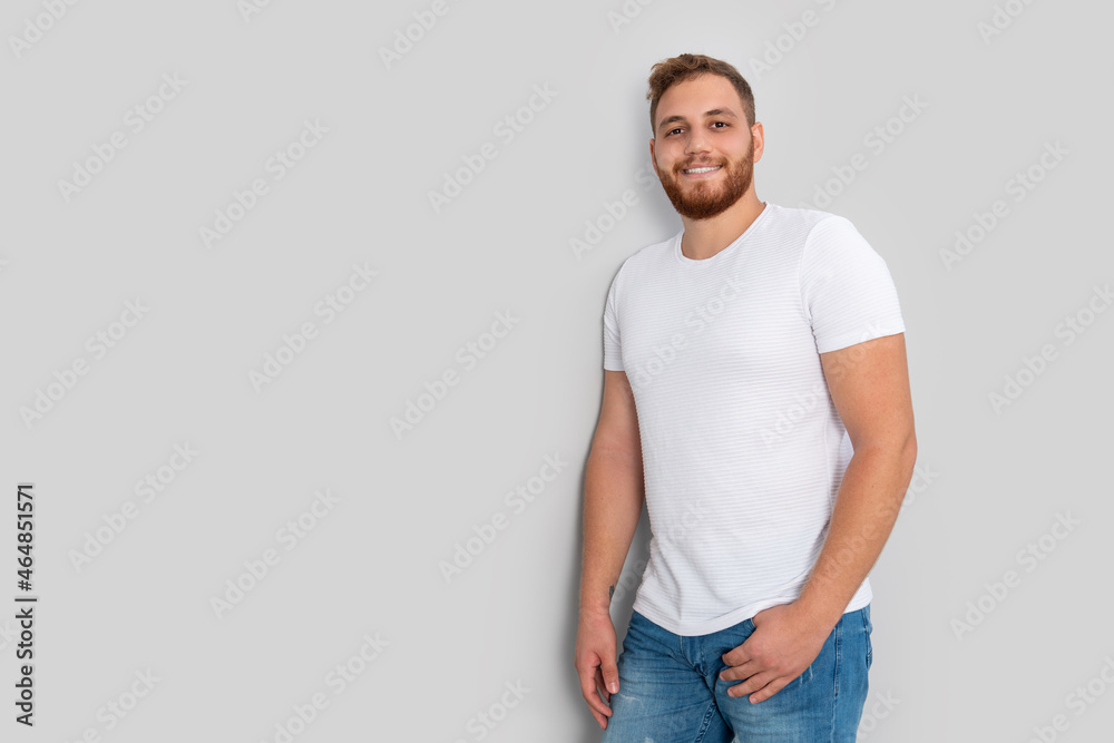 Close up of young red bearded man posing, isolated on white background Close up of young red bearded man posing, isolated on white background