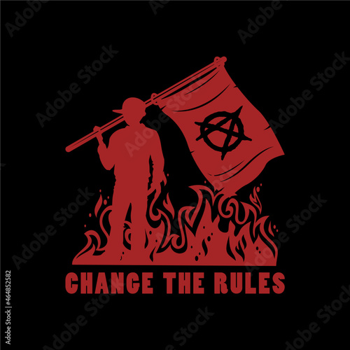 Antifa Revolutionary On Black And Red Color Vector Silhouettes Illustration