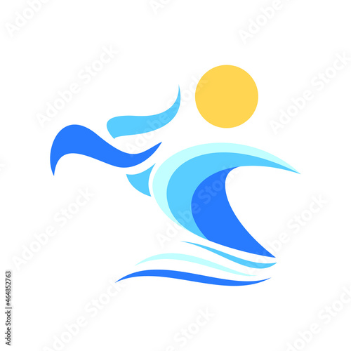 Abstract, Playful Flying Blue Bird Sport, Traveling And Leisure Logo