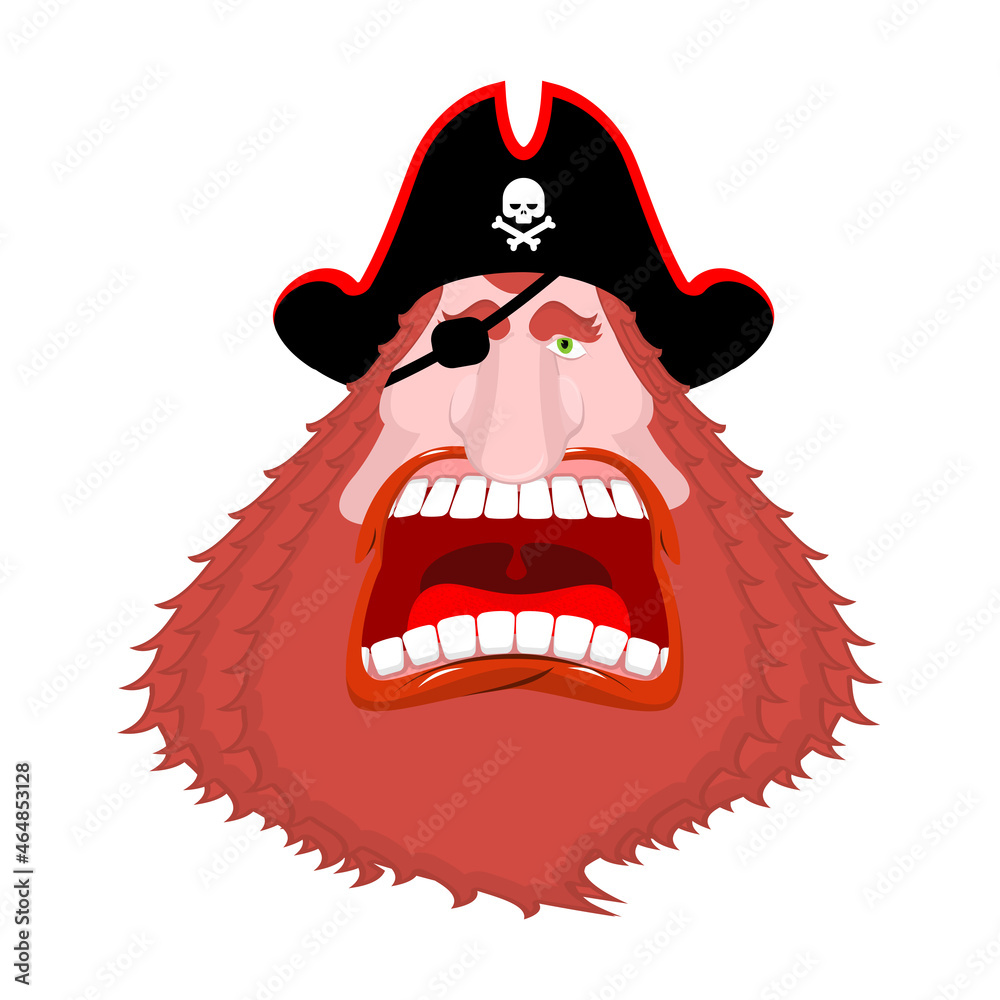 Pirate head isolated. Filibuster face. vector illustration Pirate head isolated. Filibuster face. vector illustration