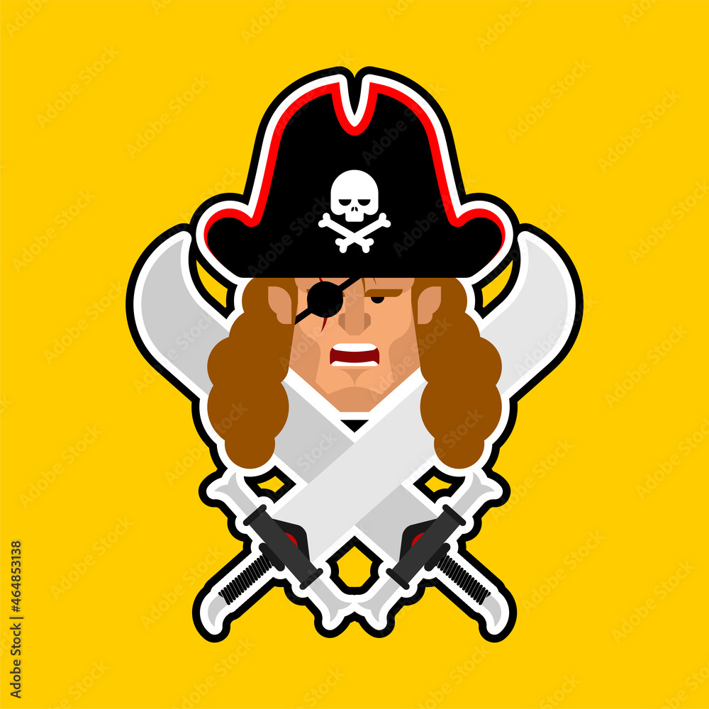Pirate head logo. Sign Filibuster face. vector illustration Pirate head logo. Sign Filibuster face. vector illustration