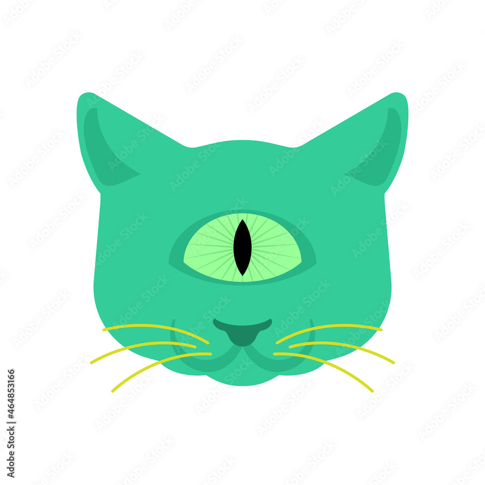 One eyed cat alien. Green monster pet One eyed cat alien. Green monster pet