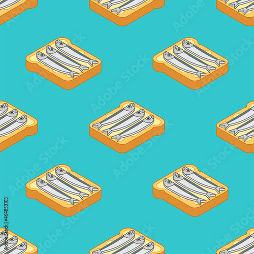 Herring bread pattern seamless. toast with fish ornament. Piece of bread with fish background. food texture