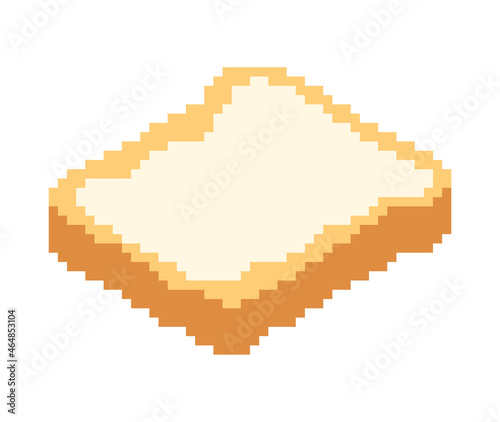 Toast with butter pixel art. pixelated Peanut Butter Bread Slice 8bit. Food vector illustration
