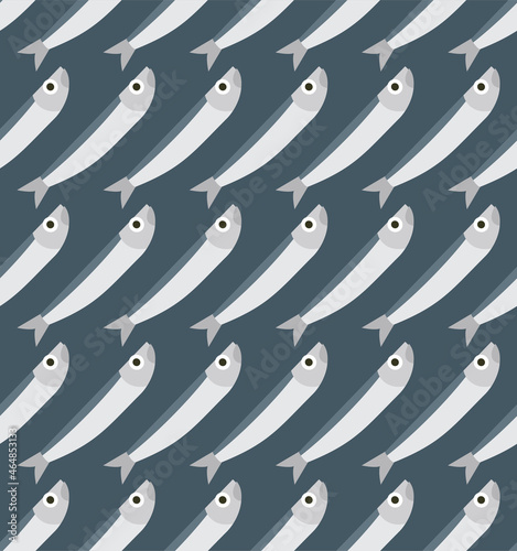 Herring pattern seamless. fish background. Baby fabric ornament