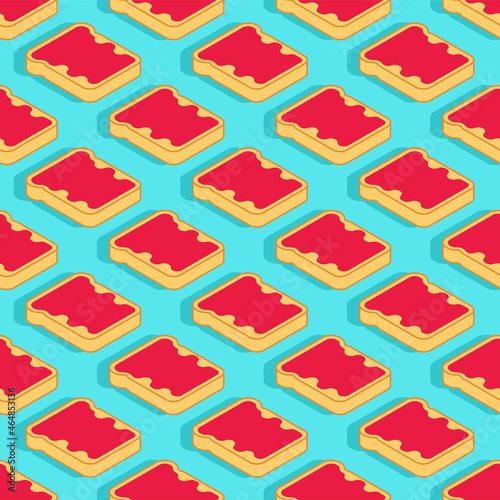 Toast with strawberry jam pattern seamless. Food background