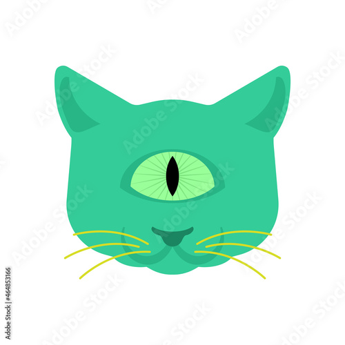One eyed cat alien. Green monster pet