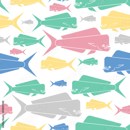 Dorado fish pattern seamless. Mahi Mahi background. vector texture