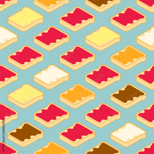 Toast with jam pattern seamless. Food background