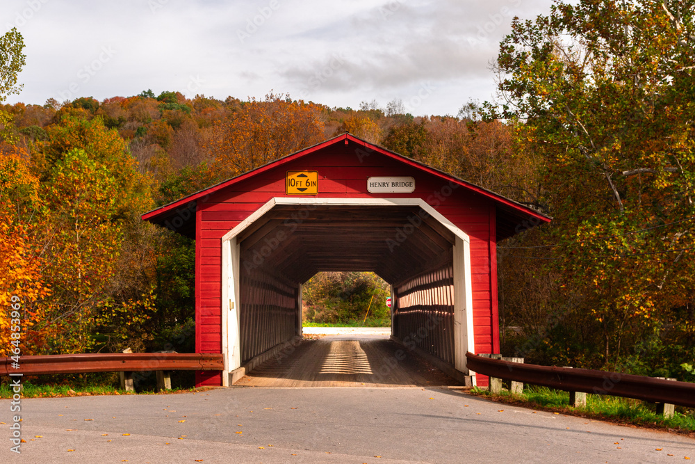 autumn covered bridge