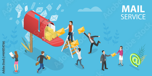 3D Isometric Flat Vector Conceptual Illustration of Mail Service, Email Marketing and Advertising Campaign