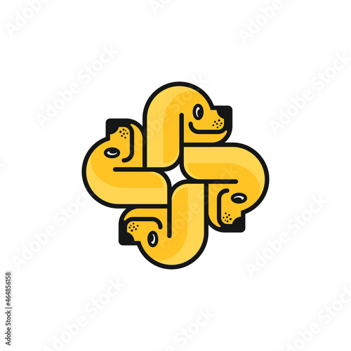 Modern, Geometric Yellow Colored Cute Cartoon Puppy Head Logo