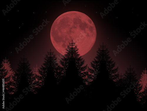 illustration of red moon