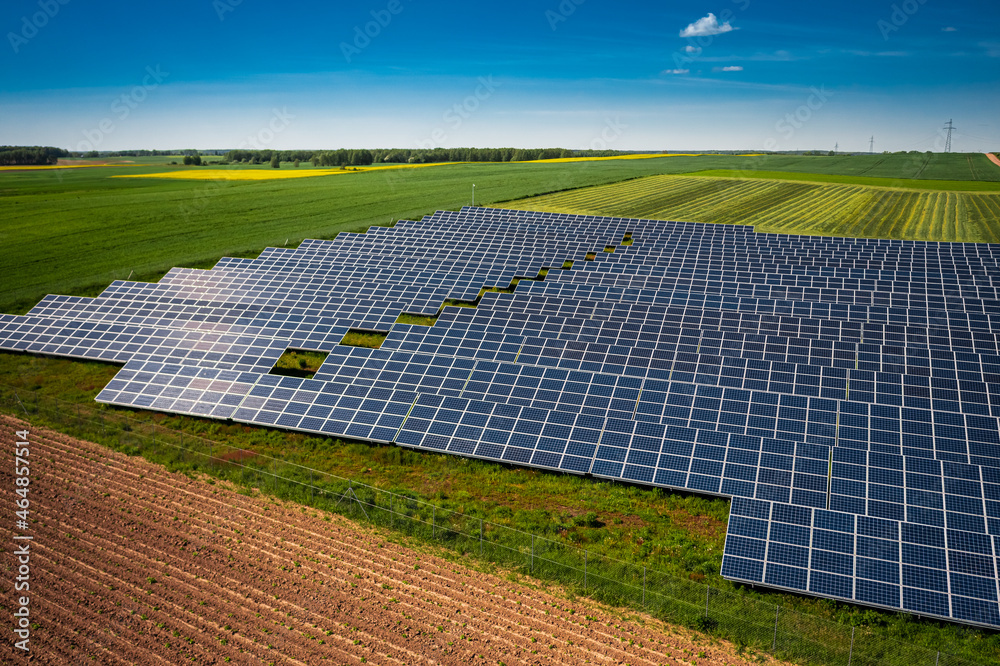 Aerial view of solar panels as a renewable energy source. Aerial view of solar panels as a renewable energy source.