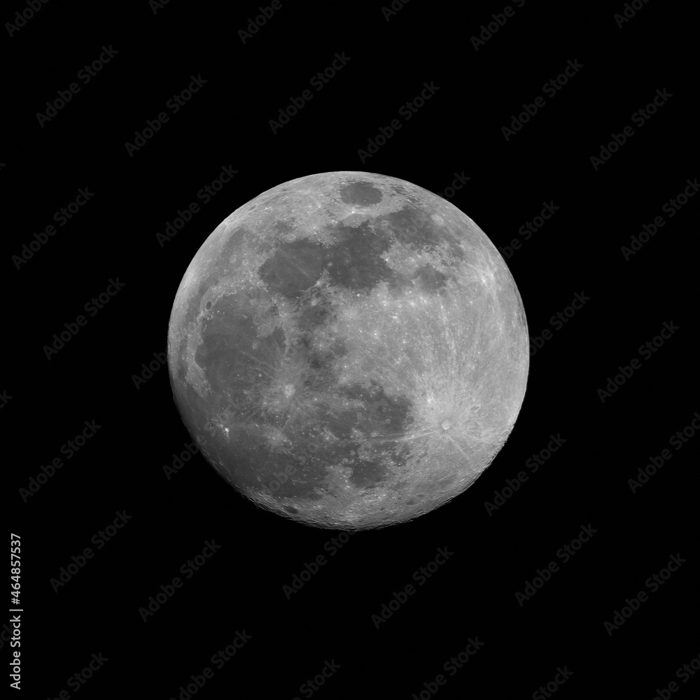 Grey full moon isolated in the dark night sky Stock Photo Adobe Stock