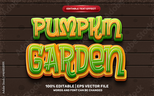 pumpkin garden editable text effect comic cartoon games style