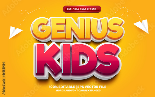 genius kids editable text effect comic cartoon kids funny style