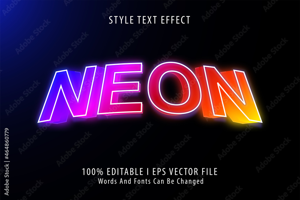  Neon Solid Color Editable Text Effect Modern Style.