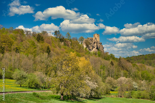 Blick auf die Burgruine Neideck im Wiesenttal in Oberfranken Deutschland 