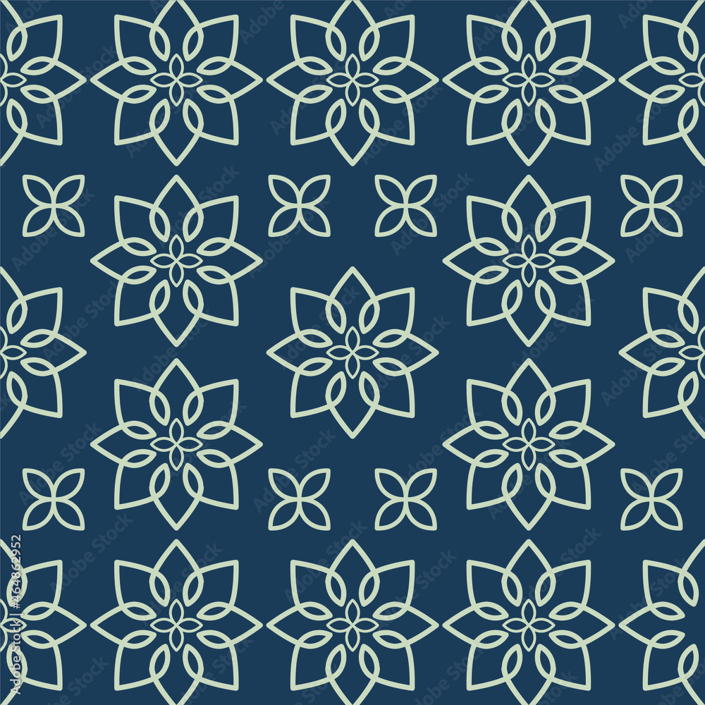 Monochrome, Retro Style Geometric Flower Pattern Background Vector Illustration Monochrome, Retro Style Geometric Flower Pattern Background Vector Illustration