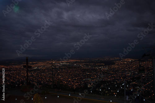 storm over the city during night