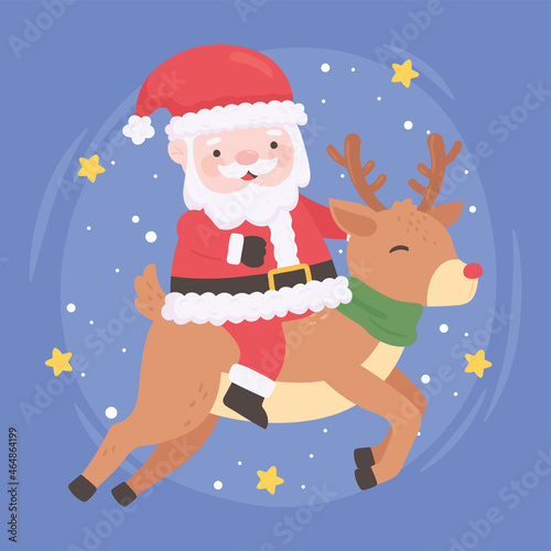 happy santa and reindeer