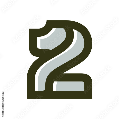 Modern, Professional, Monochrome Colored MInimalist Number 2 And Lion Logo Icon vector